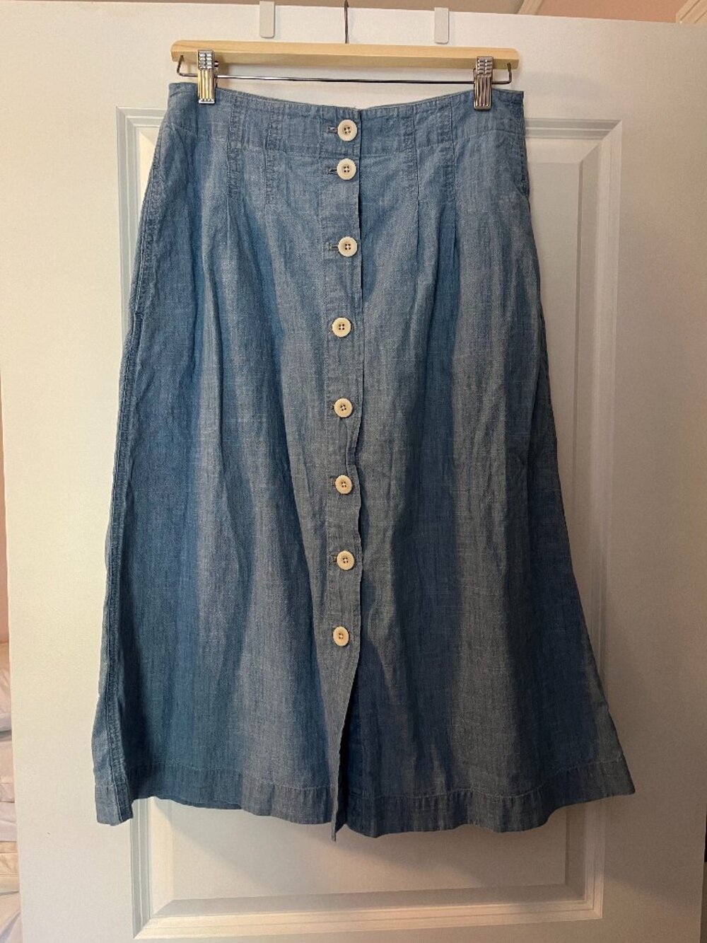 Madewell Chambray Button Front Midi Skirt Size 6